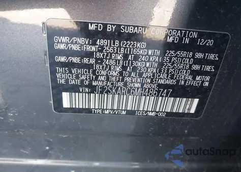 2021 Subaru Forester Sport from USA, damaged, VIN JF2SKARC6MH486747